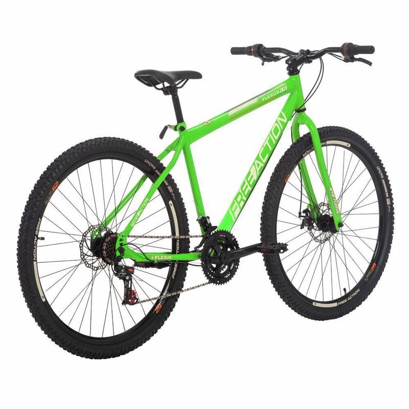 Bicicleta Flexus 15 Mtb Aro 29 Quadro Aço 21 Marchas Freio a Disco Free Action Verde Kawasaki