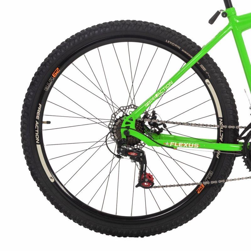 Bicicleta Flexus 15 Mtb Aro 29 Quadro Aço 21 Marchas Freio a Disco Free Action Verde Kawasaki