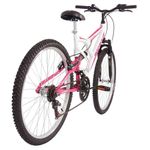 Bicicleta Fullsion Mountain Bike Aro 26 Quadro Aço 18 Marchas V-Brake Branco com Rosa Mormaii