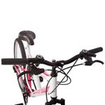 Bicicleta Fullsion Mountain Bike Aro 26 Quadro Aço 18 Marchas V-Brake Branco com Rosa Mormaii