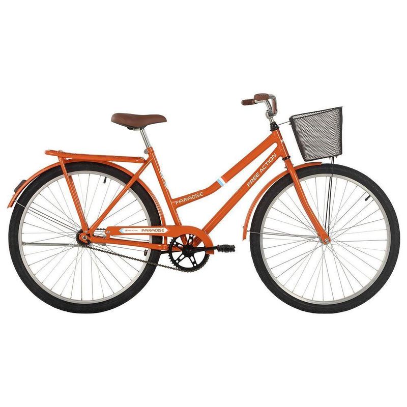 Bicicleta Paradise Urbana Aro 26 Quadro Aço 1 Marcha Laranja Free Action