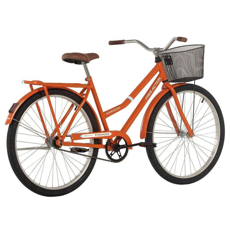 Bicicleta Paradise Urbana Aro 26 Quadro Aço 1 Marcha Laranja Free Action