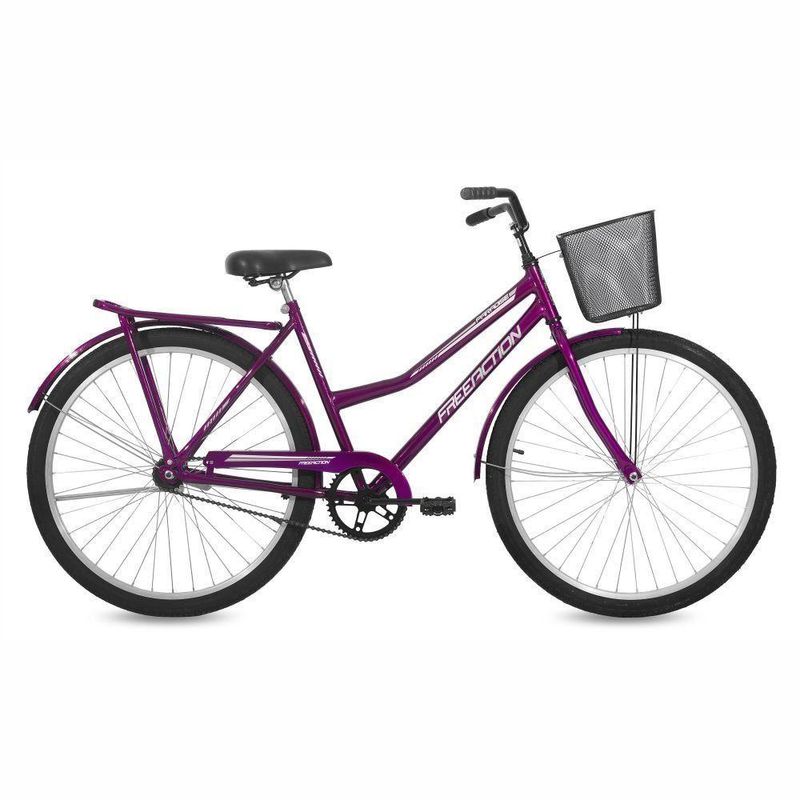 Bicicleta Paradise Urbana Aro 26 Quadro Aço 1 Marcha Contra Pedal Violeta Free Action