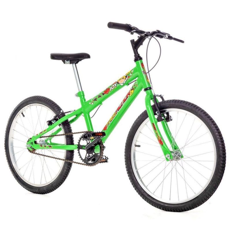 Bicicleta Joy Mountain Bike Aro 20 Quadro Aço 1v V-Brake Verde Kawasaki Free Action