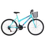 Bicicleta Donna Mountain Bike Aro 26 Quadro Aço 18 Marchas V-Brake Verde Tiffany Free Action