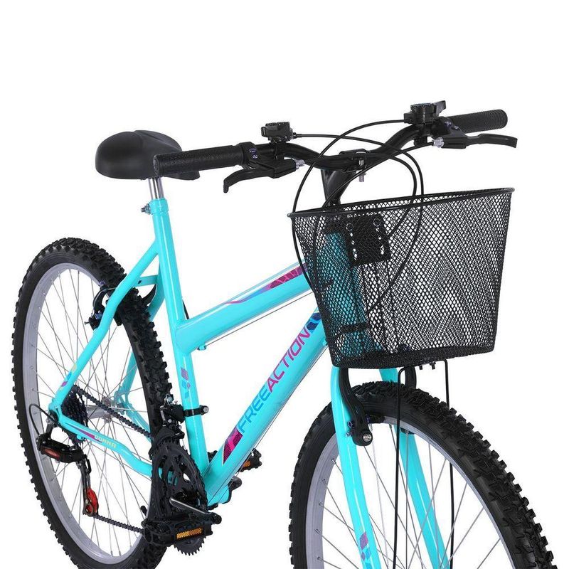 Bicicleta Donna Mountain Bike Aro 26 Quadro Aço 18 Marchas V-Brake Verde Tiffany Free Action