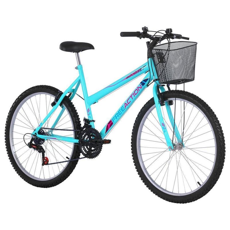 Bicicleta Donna Mountain Bike Aro 26 Quadro Aço 18 Marchas V-Brake Verde Tiffany Free Action