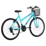 Bicicleta Donna Mountain Bike Aro 26 Quadro Aço 18 Marchas V-Brake Verde Tiffany Free Action