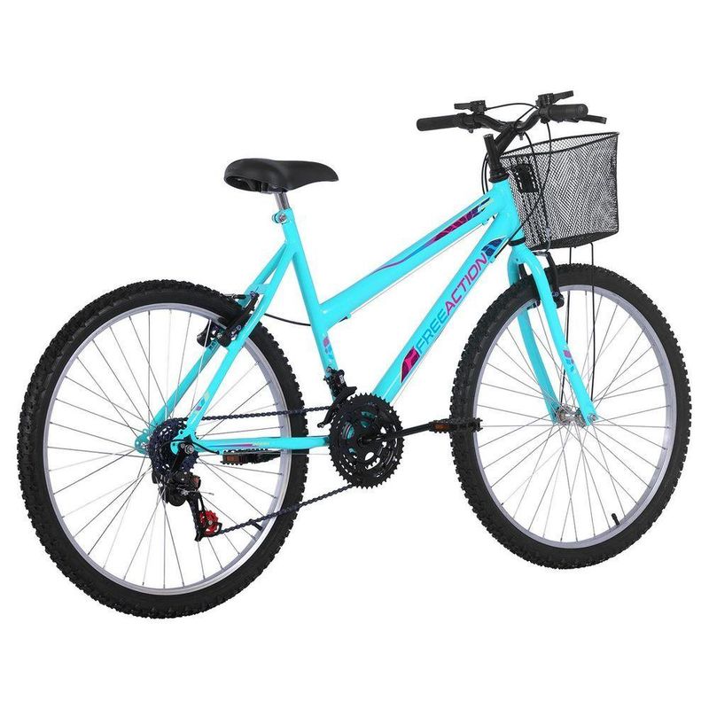 Bicicleta Donna Mountain Bike Aro 26 Quadro Aço 18 Marchas V-Brake Verde Tiffany Free Action