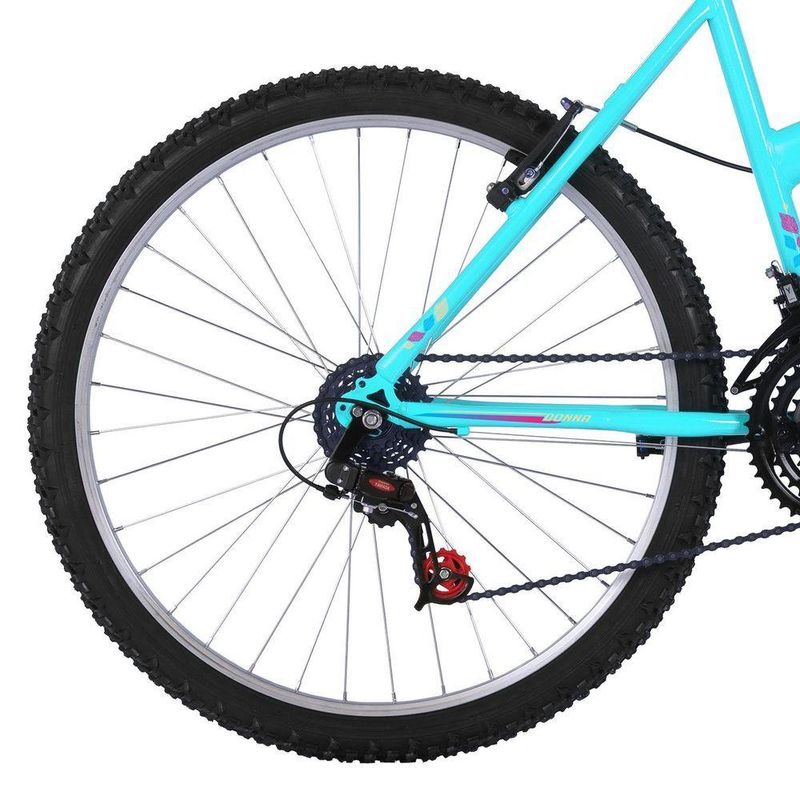 Bicicleta Donna Mountain Bike Aro 26 Quadro Aço 18 Marchas V-Brake Verde Tiffany Free Action