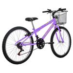Bicicleta Donna Mountain Bike Aro 24 Quadro Aço 18 Marchas V-Brake Lilás Free Action