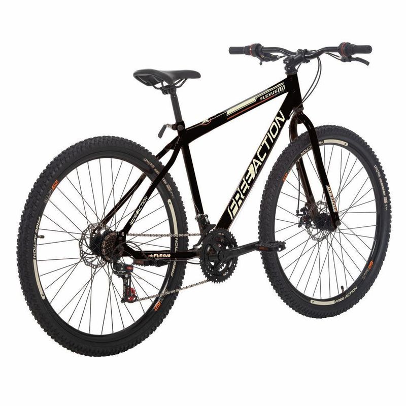 Bicicleta Flexus 15 Mtb Aro 29 Quadro Aço 21 Marchas Free Action Preto Brilho