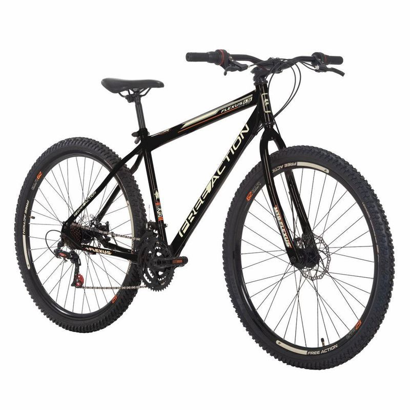 Bicicleta Flexus 15 Mtb Aro 29 Quadro Aço 21 Marchas Free Action Preto Brilho
