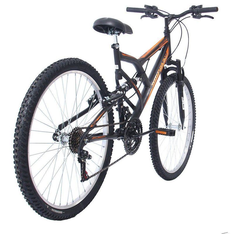 Bicicleta Eco Mormaii Fullsion Mountain Bike Aro 26 Quadro Aço 18 Marchas Preto Fosco