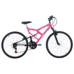 Bicicleta Mountain Bike Full FA 240 Aro 26 Quadro Aço 18 Marchas Free Action Rosa Chicle
