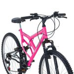Bicicleta Mountain Bike Full FA 240 Aro 26 Quadro Aço 18 Marchas Free Action Rosa Chicle