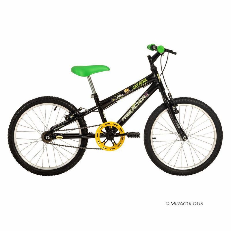 Bicicleta Infantil Cat Noir & Miraculous Aro 20 V-Brake Preto Brilho Free Action