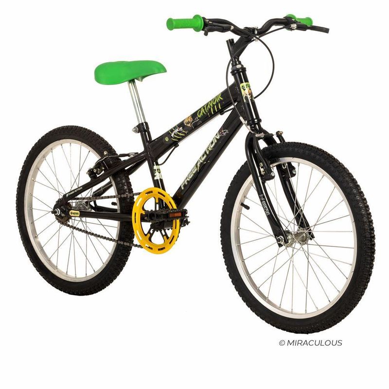 Bicicleta Infantil Cat Noir & Miraculous Aro 20 V-Brake Preto Brilho Free Action