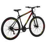 Bicicleta Jaws 20 Mountain Bike Aro 29 Quadro Aço 21 Marchas Mormaii Preto com Grafismo Vermelho