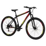 Bicicleta Jaws 20 Mountain Bike Aro 29 Quadro Aço 21 Marchas Mormaii Preto com Grafismo Vermelho
