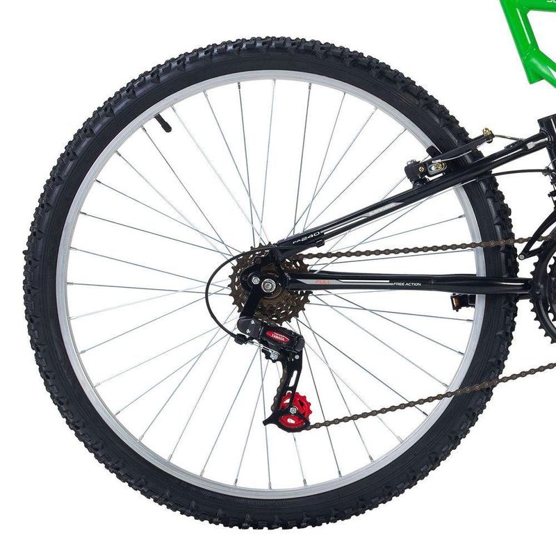 Bicicleta Full FA 240 Mountain Bike Aro 26 Quadro Aço 18 Marchas Verde Kawasaki Free Action