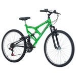 Bicicleta Full FA 240 Mountain Bike Aro 26 Quadro Aço 18 Marchas Verde Kawasaki Free Action