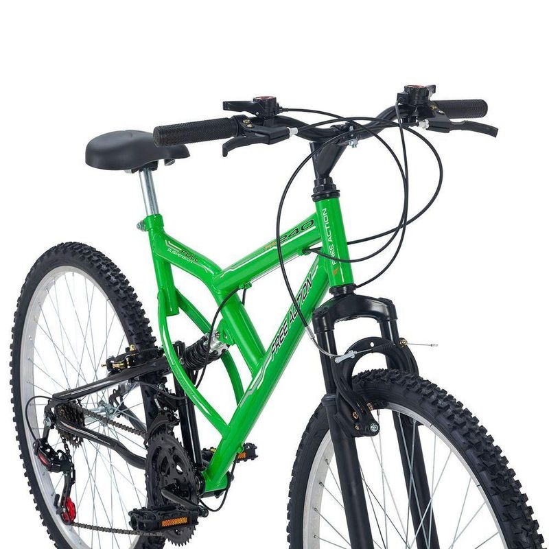 Bicicleta Full FA 240 Mountain Bike Aro 26 Quadro Aço 18 Marchas Verde Kawasaki Free Action