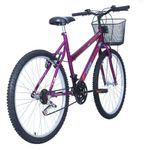Bicicleta Donna Mountain Bike Aro 26 Quadro Aço 18 Marchas V-Brake Violeta Free Action