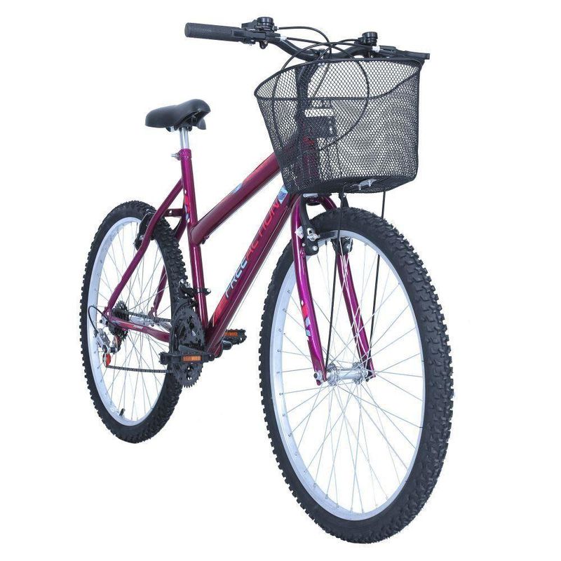 Bicicleta Donna Mountain Bike Aro 26 Quadro Aço 18 Marchas V-Brake Violeta Free Action