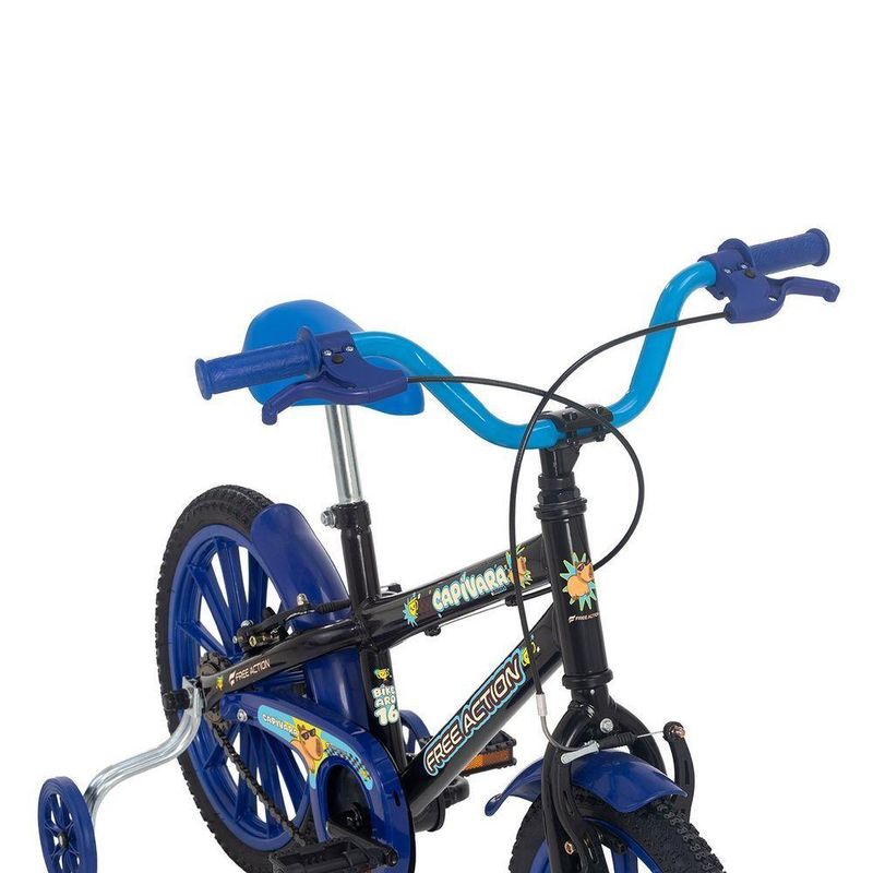 Bicicleta Infantil Capivara Riders Aro 16 Quadro Aço V-Brake Preto Brilho Free Action