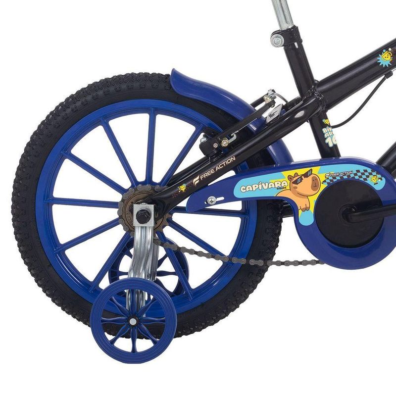 Bicicleta Infantil Capivara Riders Aro 16 Quadro Aço V-Brake Preto Brilho Free Action