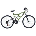 Bicicleta Full FA 240 Mountain Bike Aro 26 Quadro Aço 18 Marchas Verde Militar Free Action