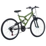 Bicicleta Full FA 240 Mountain Bike Aro 26 Quadro Aço 18 Marchas Verde Militar Free Action