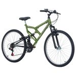 Bicicleta Full FA 240 Mountain Bike Aro 26 Quadro Aço 18 Marchas Verde Militar Free Action