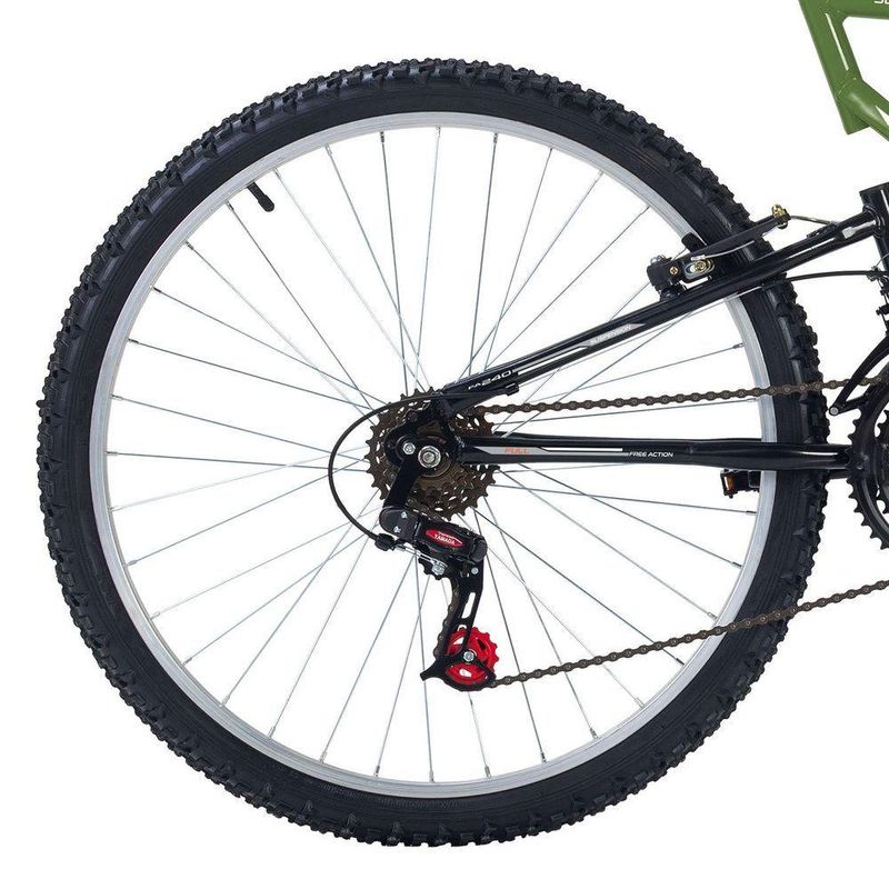 Bicicleta Full FA 240 Mountain Bike Aro 26 Quadro Aço 18 Marchas Verde Militar Free Action