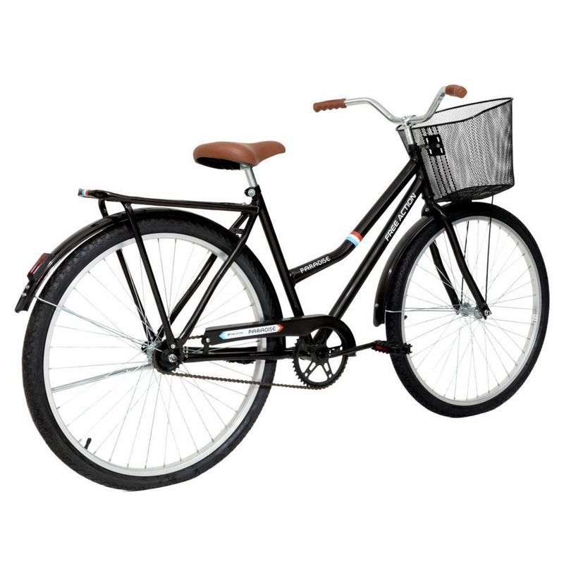 Bicicleta Aro 26 Paradise Urbana Quadro Aço 1v Contra Pedal Preto Cooper Free Action