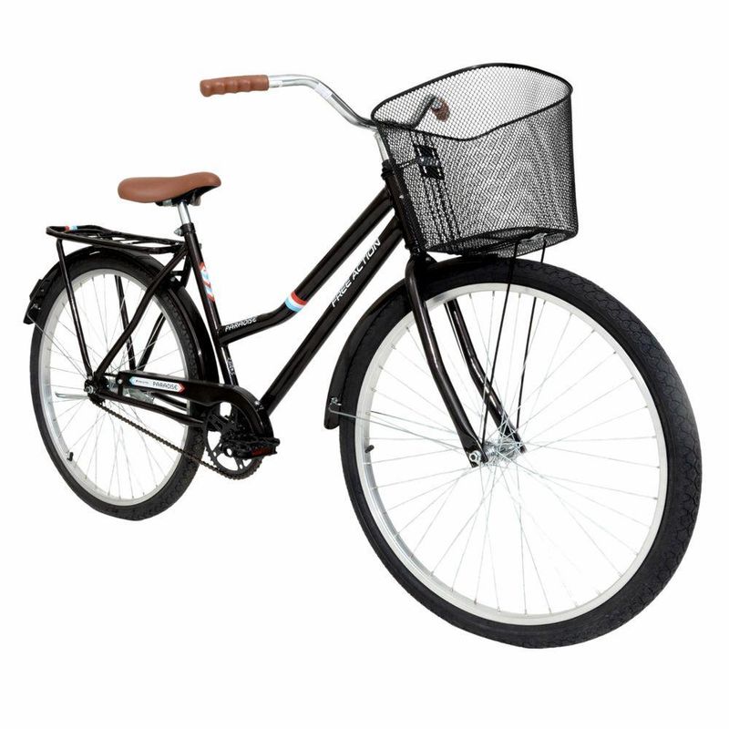 Bicicleta Aro 26 Paradise Urbana Quadro Aço 1v Contra Pedal Preto Cooper Free Action