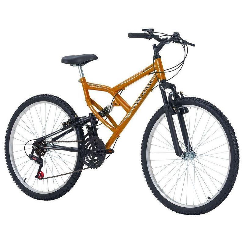Bicicleta Full FA 240 Mountain Bike Aro 26 Quadro Aço 18 Marchas V-Brake Free Action