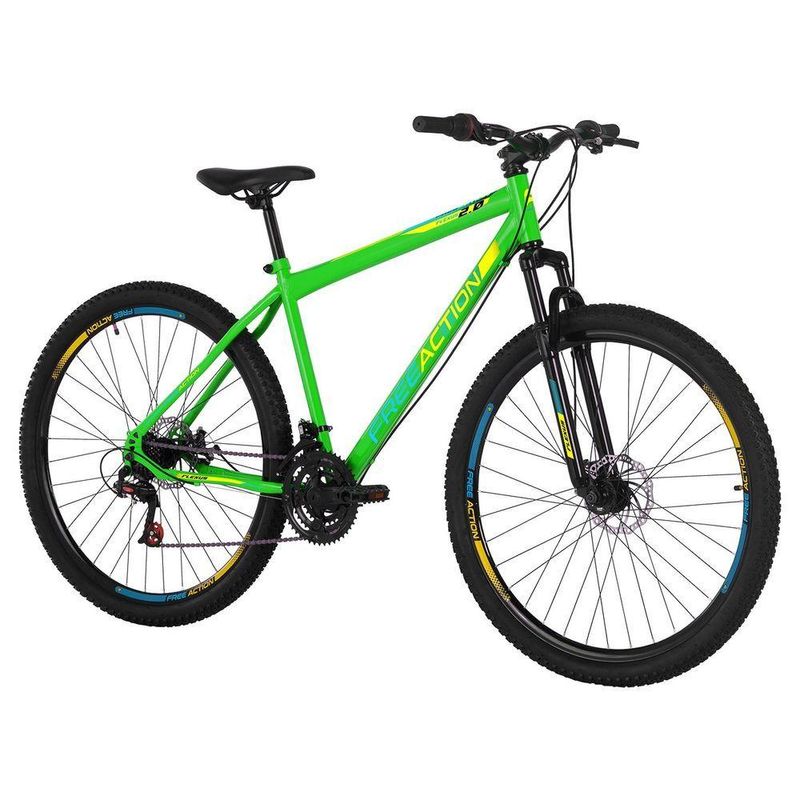 Bicicleta Flexus 20 Mountain Bike Aro 29 Quadro Aço 21v Free Action Verde Kawasaki