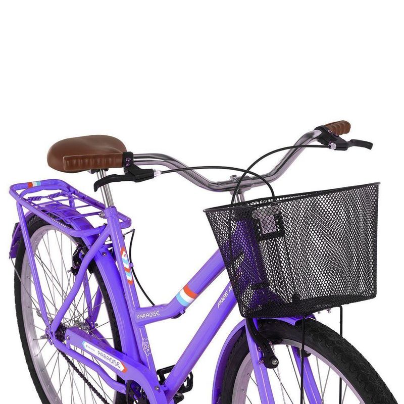 Bicicleta Paradise Transporte e Passeio Aro 26 1v V-Brake Lilás Free Action