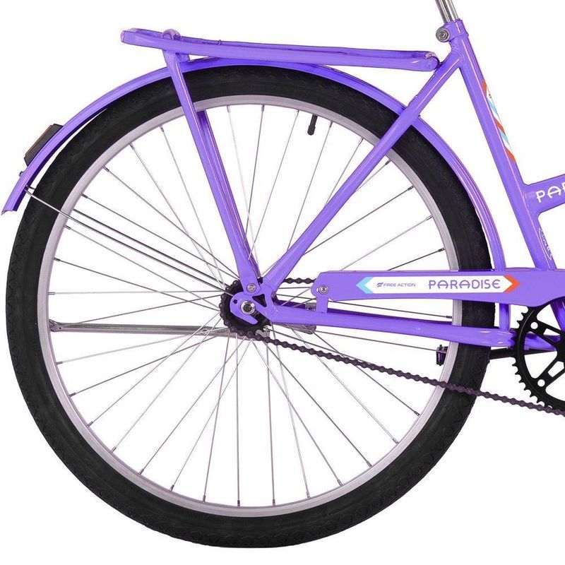 Bicicleta Paradise Transporte e Passeio Aro 26 1v V-Brake Lilás Free Action