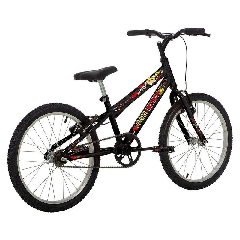 Bicicleta Joy Mountain Bike Aro 20 Quadro Aço 1 Marcha V-Brake Preto Brilho Free Action