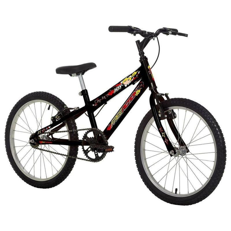 Bicicleta Joy Mountain Bike Aro 20 Quadro Aço 1 Marcha V-Brake Preto Brilho Free Action