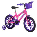 Bicicleta Infantil Aro 16 Kiss V-Brake Rosa Chicle com Cesta Frontal Free Action