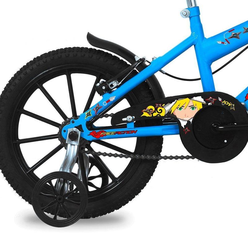 Bicicleta Aro 16 Infantil Joy com Rodinhas Laterais V-Brake Azul Capri Free Action