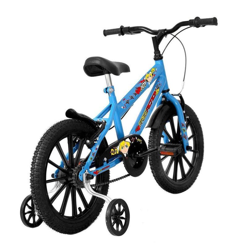 Bicicleta Aro 16 Infantil Joy com Rodinhas Laterais V-Brake Azul Capri Free Action