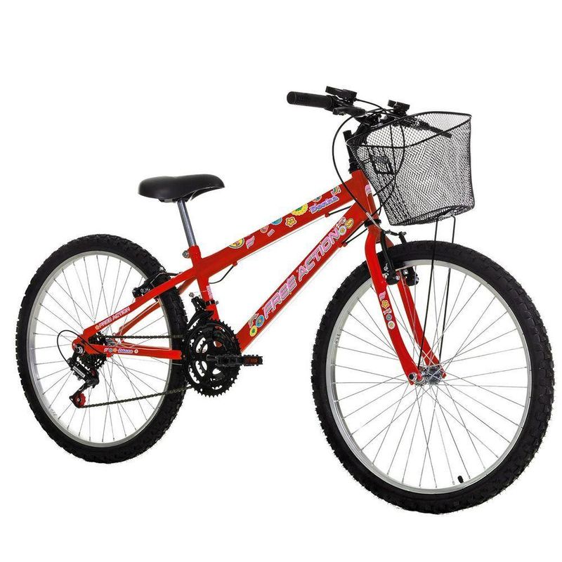Bicicleta Donna Mountain Bike Aro 24 Quadro Aço 18 Marchas Free Action