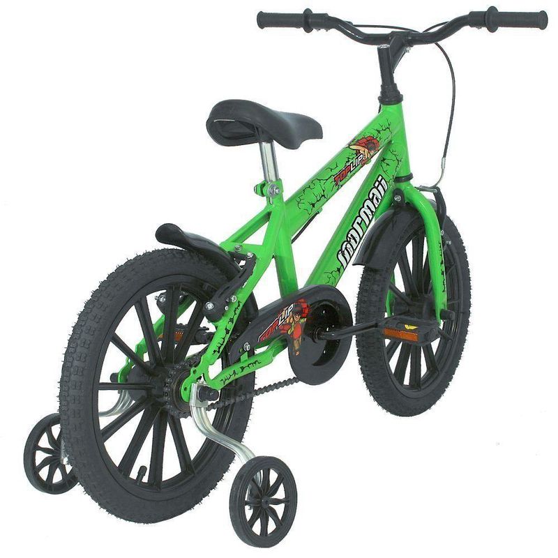 Bicicleta Aro 16 Top Lip Mountain Bike Quadro Aço 1 Marcha Verde Kawasaki Mormaii