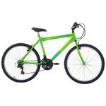 Bicicleta Eden Mountain Bike Aro 26 Quadro Aço 18 Marchas V-Brake Verde Kawasaki Free Action