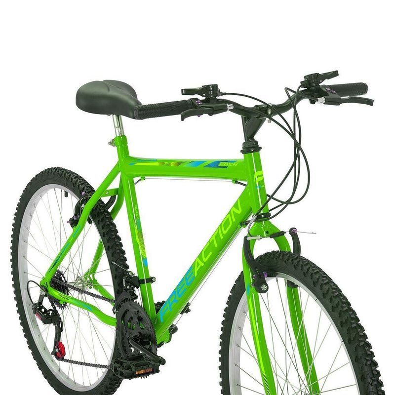 Bicicleta Eden Mountain Bike Aro 26 Quadro Aço 18 Marchas V-Brake Verde Kawasaki Free Action